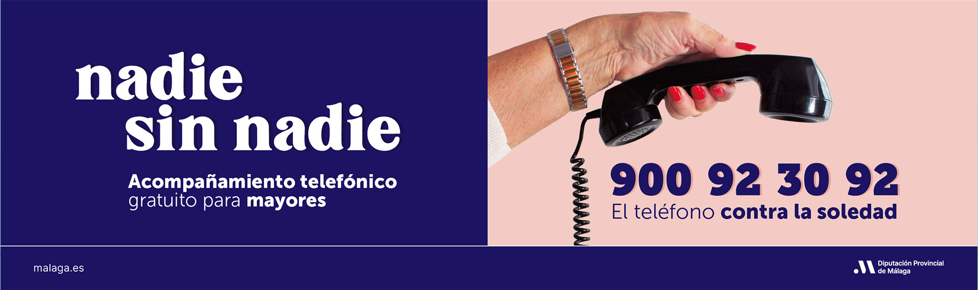 Banner nadie sin nadie. Acompañamiento telefónico gratuito para mayores